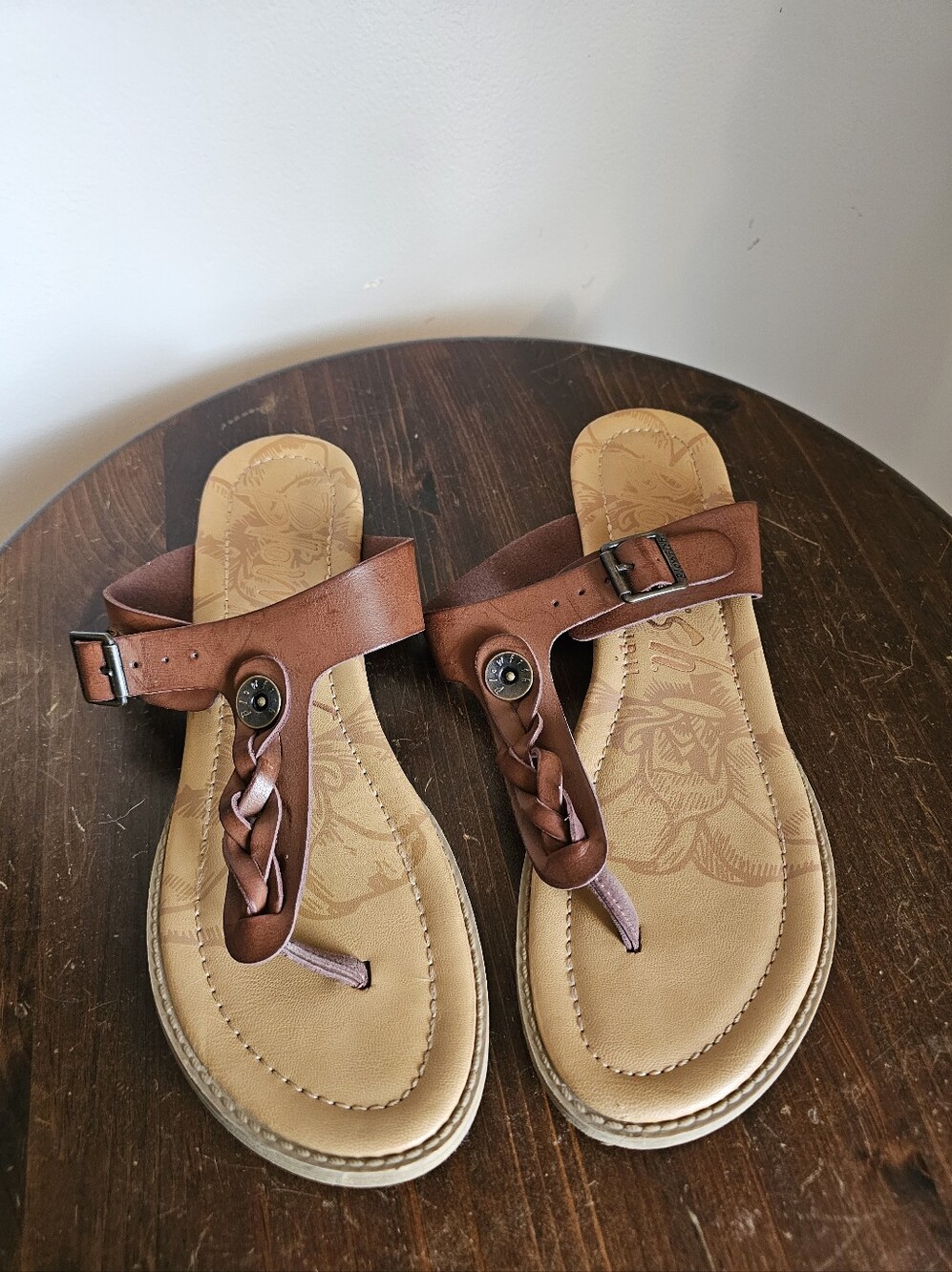 Blowfish Brown Braided T-Strap Sandals
